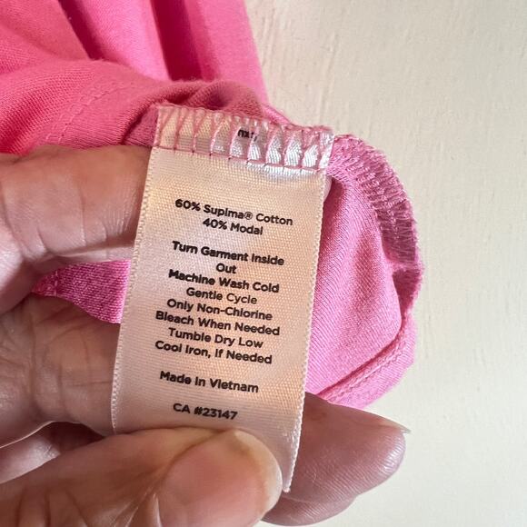 Talbots Long Sleeve V Neck T Shirt Sz XL Petite Supima Cotton Pink Barbiecore - Picture 4 of 5